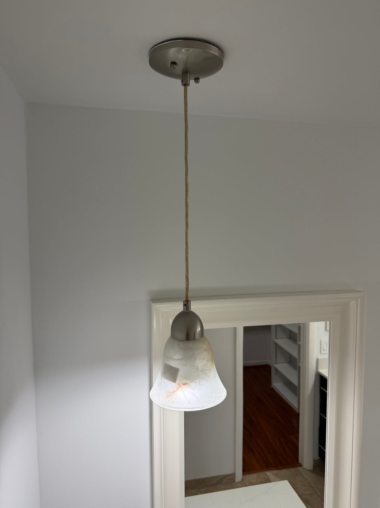 Brushed Nickel Pendant Light with Frosted Glass Shade