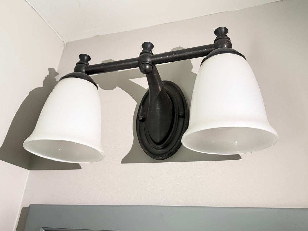 Double Sink Bathroom Vanity Set with Mirrors, Lights & Faucets