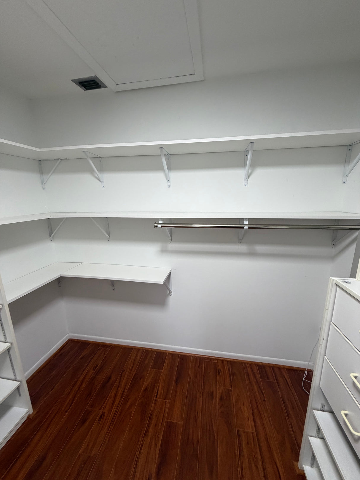 Custom Walk-In Closet System with Shelving & Drawers