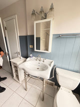 Vintage Style Pedestal Sink Bundle with Mirror & Vanity Light