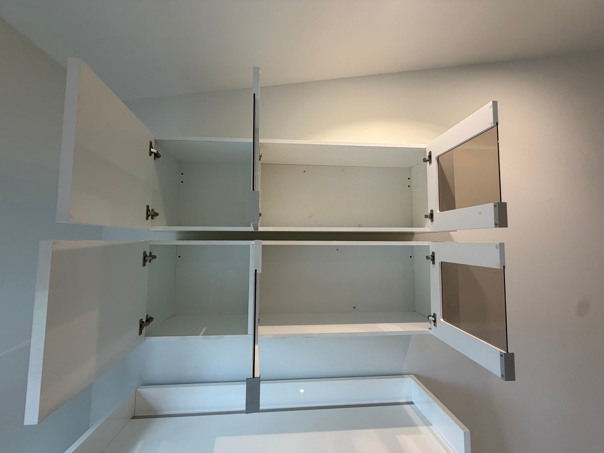 Modern Gloss White Wall Cabinet & Storage Console Set