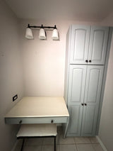 Custom Vanity Makeup Station Bundle with Storage Cabinet, Chair & Light Fixture