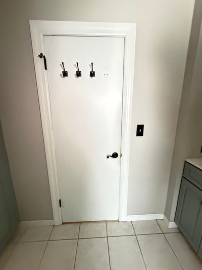 Interior 6-Panel Door with Matte Black Lever Handle