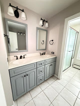 Double Sink Bathroom Vanity Set with Mirrors, Lights & Faucets