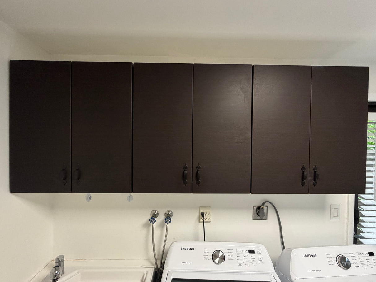 Modern Dark Wood Laundry Room Wall Cabinets Set