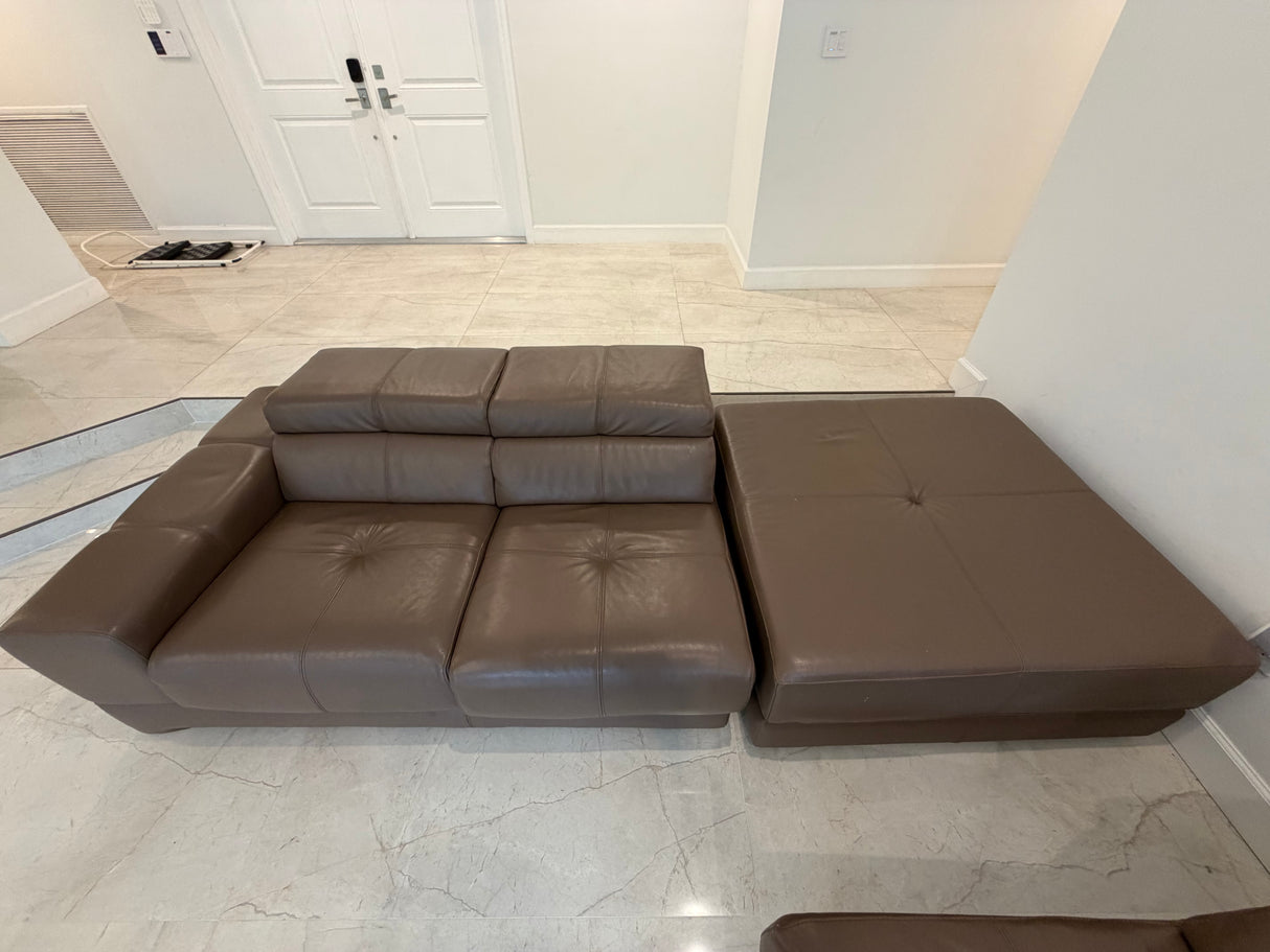 Modern Italian Style Leather Modular Sectional Sofa Set
