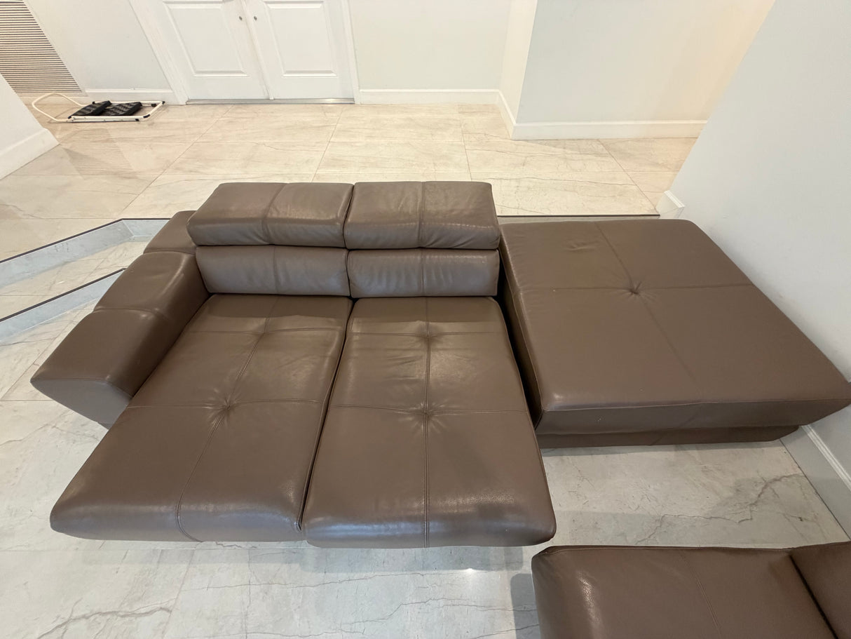 Modern Italian Style Leather Modular Sectional Sofa Set