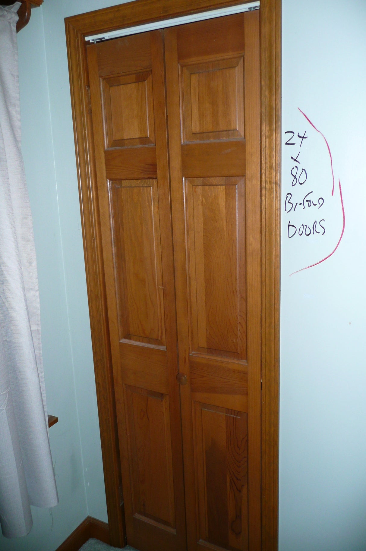 24" 6 Panel Raised Solid Core Pine Bi-fold Door