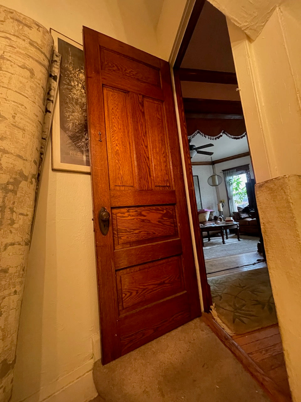 Vintage Five-Panel Interior Oak Door c. 1906 #4