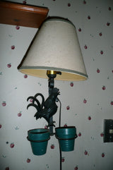 Vintage Chicken Wall Lamp with 2 Pot Hangers