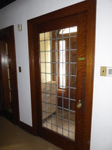 38" Tiger Oak French Door with Leaded Window Panes